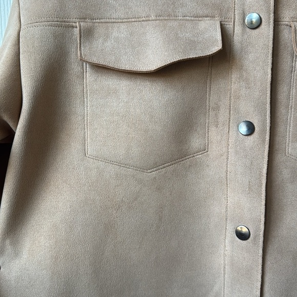 Truth Neutral/Tan Faux Leather Buttoned down Jacket Small - Picture 10 of 11